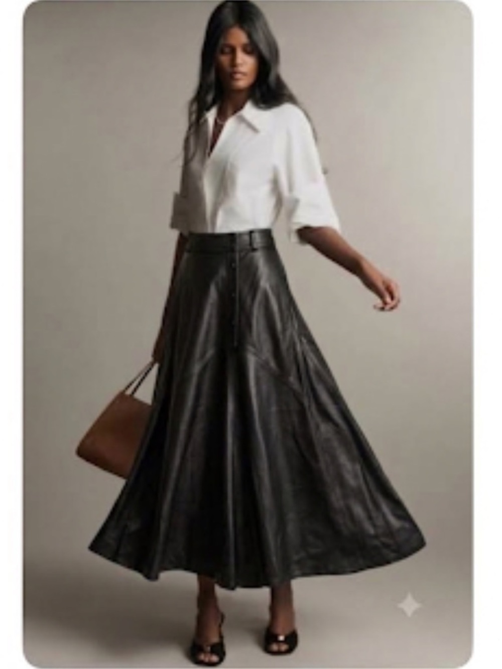 Forma VTG Made in England Real Leather Maxi Skirt High Waist Button Front Size S